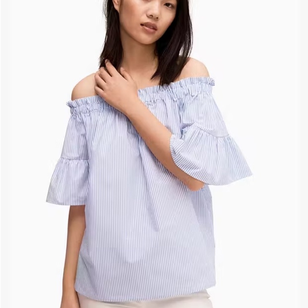 kate spade Blue Striped Off-Shoulder Blouse